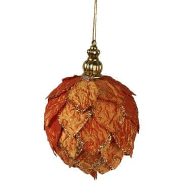 shumee Božična kroglica z oranžnim bleščečim materialom, 8 cm