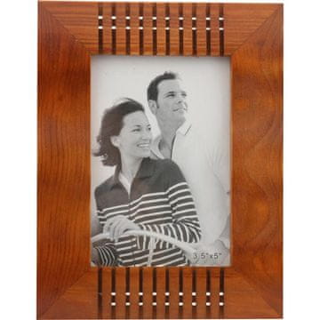 shumee Lesen stoječi okvir za fotografije, valovit, rjav, z utori, 14 x 17,7 cm