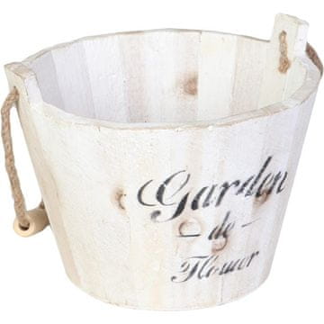 shumee Dekorativno leseno vedro v beli barvi 14x19 cm