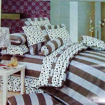 shumee Elegantna satenasta posteljnina z rjavimi črtami