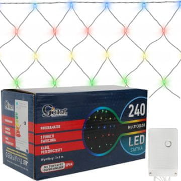 shumee LED mreža 3x3 M 240 LED večbarvnih zunanjih božičnih luči