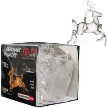 shumee Božične lučke na vrvici AKRILNI SEVERNI JELENI 10 LED na baterije 10 cm