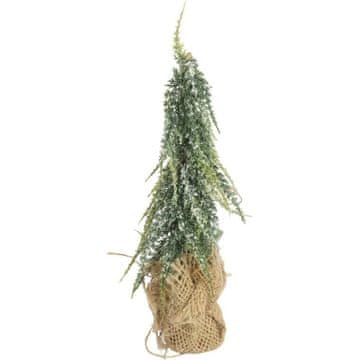 shumee Umetno drevo BOŽIČNO DREVO IZ JUTE, POKRITO S ZASNEGOM, 24 CM