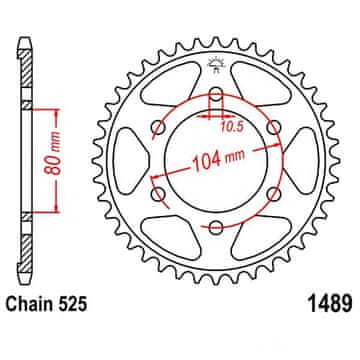 shumee Zadnji verižnik Esjot 50-29018-44 iz jekla, 525/44z za Kawasaki