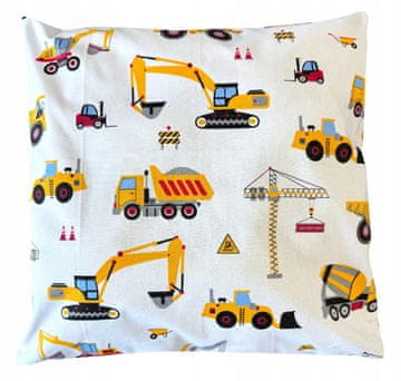 shumee Bombažna prevleka za vzglavnik EXCAVATORS rumena na belem ozadju CONSTRUCTION 40x40