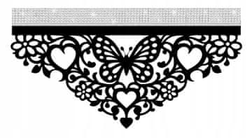 shumee D91 Kuhinjska zavesa z lambrekinom SPRING BUTTERFLY rože 60x30 črna