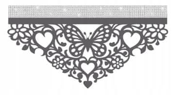 shumee D91 Kuhinjska zavesa z lambrequinom SPRING BUTTERFLY rože 60x30 siva