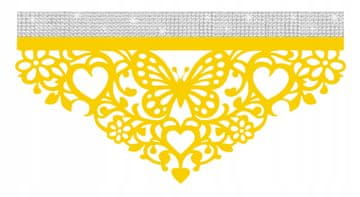 shumee D91 Kuhinjska zavesa z lambrekinom SPRING BUTTERFLY rože 60x30 rumena