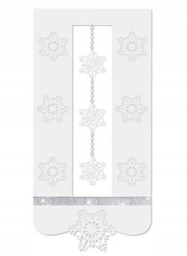shumee R7 Panel BOŽIČNI ZASLON moderna zavesa SNEŽINKE glamurozna 60x130 bela