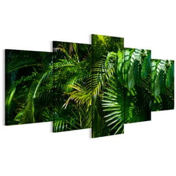 shumee Slika na italijanskem platnu 100 x 50 cm pentaptih - džungelski slog - narava Slika na italijanskem platnu 150 x 75 cm pentaptih - džungelski slog - narava