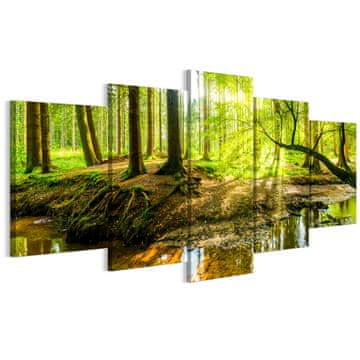 shumee Slika na italijanskem platnu 100 x 50 cm pentaptih - eklektični slog - narava Slika na italijanskem platnu 200 x 100 cm pentaptih - eklektični slog - narava