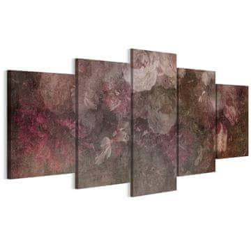 shumee Slika na italijanskem platnu 100 x 50 cm pentaptih - rustikalni slog - rože Slika na italijanskem platnu 200 x 100 cm pentaptih - rustikalni slog - rože