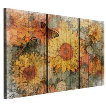 shumee Slika na italijanskem platnu 90 x 60 cm triptih - vintage stil - narava Slika na italijanskem platnu 120 x 80 cm triptih - vintage stil - narava