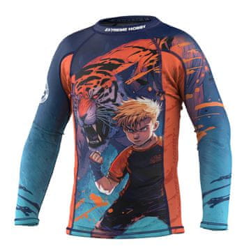 Extreme Hobby Otroški rashguard z dolgimi rokavi TIGER 164 MODRA