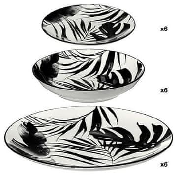 5Five® Palme NAMIZNI PRIBOR 18-DELNI BELO/ČRNI PORCELAN