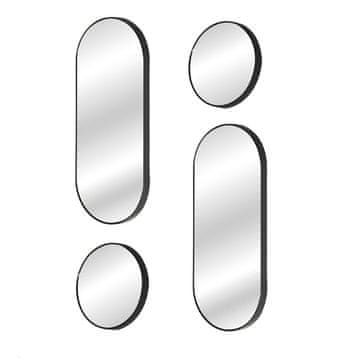 Intesi Komplet 4 okroglih ogledal Deco črne barve