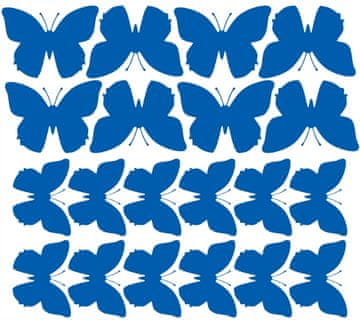 shumee STENSKA NALEPKA Z METULJI VELIKE NALEPKE 20 KOSOV MODRE MAT
