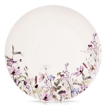 Artemis Velik ploščat krožnik za večerjo, porcelan, rože, 27 cm