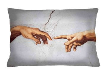 Bertoni Dekorativna blazina z vzorcem elegance Stvarjenje Adama (Michelangelo) 40×60 cm - žamet, dvostranski potisk, zadrga, antialergeno polnilo, vrhunski izdelek