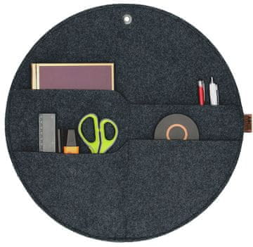 shumee Bertoni stenski organizator iz filca "Circle" XL, premer 45 cm - antracit, 4 žepi, okolju prijazen
