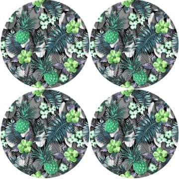 Bertoni Komplet 4 okroglih podlog za 4D mize, 33 cm - LAMBADA GREEN | Ekološki filc, HD potisk, pralno pri 40 °C, Bertoni