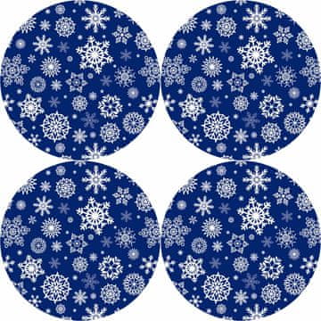 Bertoni Komplet 4 okroglih podlog za 4D mize, 33 cm - SNOW | Ekološki filc, HD potisk, pralno pri 40 °C, Bertoni