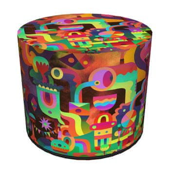 Bertoni Dekorativni tabure, Bertoni, potisk z igro - okrogel tabure za dnevno sobo, predsobo, valj 40 cm, eleganten, z zadrgo, pralno