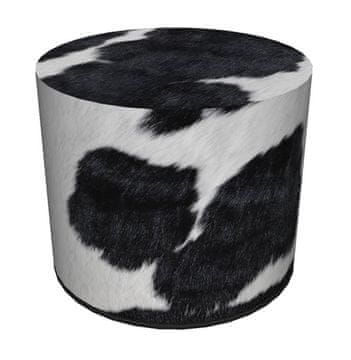 Bertoni Dekorativni tabure, Bertoni, kravji vzorec - okrogel tabure za dnevno sobo, predsobo, valj 40 cm, eleganten, z zadrgo, pralno