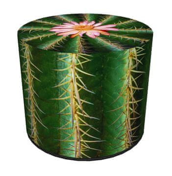 Bertoni Dekorativni tabure, Bertoni, vzorec kaktusa - okrogel tabure za dnevno sobo, predsobo, valj 40 cm, eleganten, z zadrgo, pralno