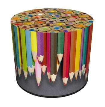 Bertoni Dekorativni tabure, Bertoni, potisk barvic - okrogel tabure za dnevno sobo, predsobo, valj 40 cm, eleganten, z zadrgo, pralno