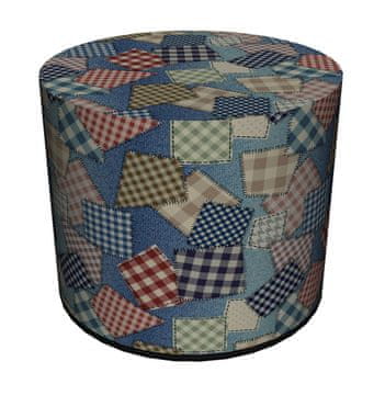 Bertoni Dekorativni tabure, Bertoni, potisk Teksasa - okrogel tabure za dnevno sobo, predsobo, valj 40 cm, eleganten, z zadrgo, pralni