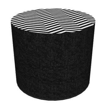 Bertoni Dekorativni tabure, Bertoni, cikcak potisk - okrogel tabure za dnevno sobo, predsobo, valj 40 cm, eleganten, zadrga, pralno