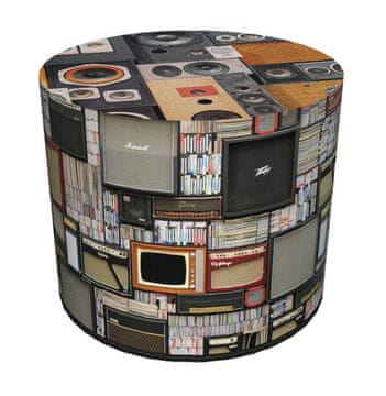 Bertoni Dekorativni tabure, Bertoni, Retro potisk - okrogel tabure za dnevno sobo, predsobo, valj 40 cm, eleganten, zadrga, pralno