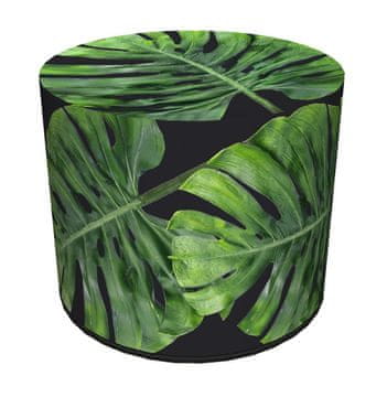 Bertoni Dekorativni tabure, Bertoni, potisk Galapagos Night - okrogel tabure za dnevno sobo, predsobo, valj 40 cm, eleganten, z zadrgo, pralno