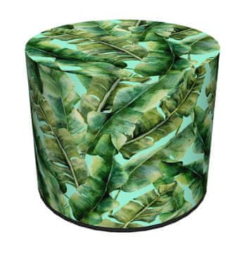 Bertoni Dekorativni tabure, Bertoni, potisk Ibiza Day - okrogel tabure za dnevno sobo, predsobo, valj 40 cm, eleganten, z zadrgo, pralno