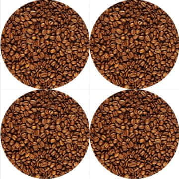 Bertoni Komplet 4 okroglih podlog za 4D mize, 33 cm - COFFEE | Ekološki filc, HD potisk, pranje pri 40 °C, Bertoni