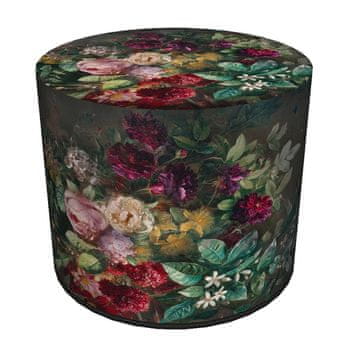 Bertoni Okrogla dekorativna tabure, Bertoni, potisk šopka - za dnevno sobo, za otroško sobo, valj 40 cm, eleganten, zadrga, snemljiva prevleka
