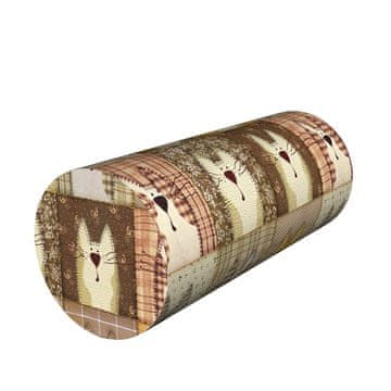 Bertoni Pexeso Beige rehabilitacijska blazina z valjčkom Ø15x40 cm - žamet, spominska pena, za oporo vratu in hrbta, Bertoni