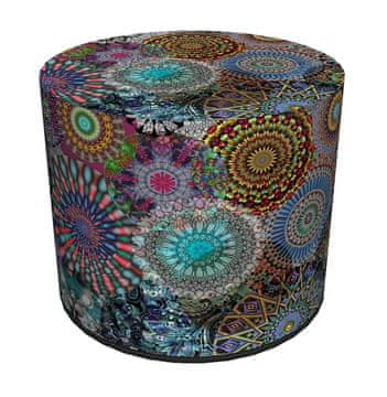 Bertoni Dekorativni puf, Bertoni, potisk vrtiljaka - okrogel puf za dnevno sobo, predsobo, valj 40 cm, eleganten, z zadrgo, pralni
