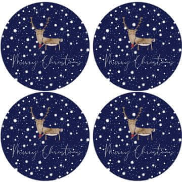 Bertoni Komplet 4 okroglih podlog za 4D mizo 33 cm - REINDEER | Ekološki filc, HD potisk, pranje 40 °C, Bertoni