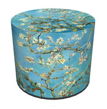 Bertoni Žametni tabure, Bertoni, mandljev vzorec - okrogel dekorativni tabure, za dnevno sobo, valj 40 cm, eleganten, zadrga