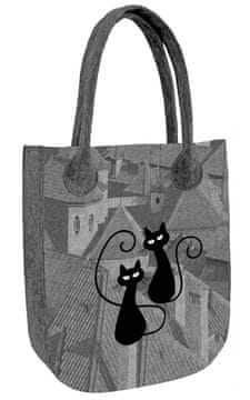 Bertoni Mestna siva torba iz filca, potisk Dachowce - ženska nakupovalna torba, okolju prijazen filc, zadrga, primerna za A4, nosilnost do 10 kg, poljska proizvodnja, ARCO Design