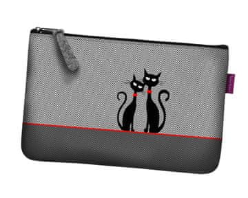 Bertoni Kozmetična torbica iz filca z žepi Črne mačke 24×15 cm - elegantna, udobna in potiskana | Bertoni