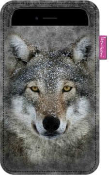 Bertoni Ovitek za pametni telefon, vzorec Lupo - ekološki filc, 105x175 mm, siv, trpežen potisk, zaščita telefona, pralno pri 40°C, Bertoni