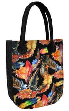 Bertoni Mestna antracitna filcana torba, potisk perja - ženska nakupovalna torba, okolju prijazen filc, zadrga, primerna za A4, nosilnost do 10 kg, poljska proizvodnja, ARCO Design