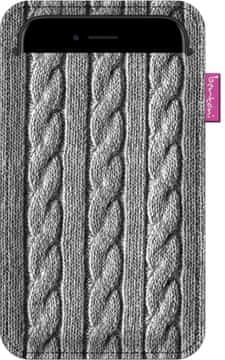 Bertoni Ovitek za pametni telefon, vzorec pletenice - ekološki filc, 105 x 175 mm, siv, trpežen potisk, zaščita telefona, pralno pri 40 °C, Bertoni