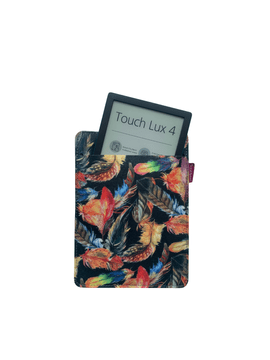 Bertoni Arco Design 6-7" etui za e-knjige - EcoFilc, potisk perja, siv, primeren za Kindle / PocketBook
