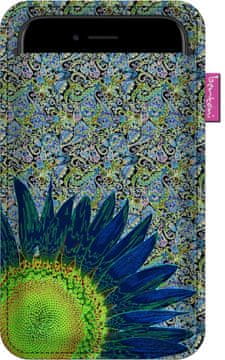 Bertoni Ovitek za pametni telefon, vzorec modrega cvetja - ekološki filc, 105x175 mm, siv, trpežen potisk, zaščita telefona, pralno pri 40°C, Bertoni