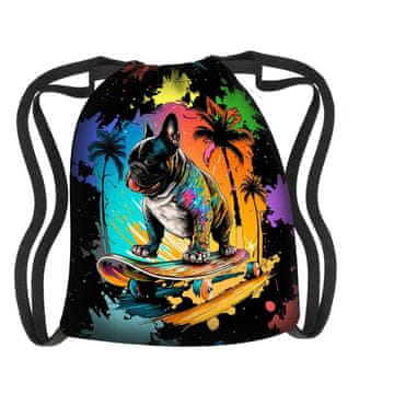 Bertoni Nahrbtnik Arco Design, vodoodporen, lahek, črn, potisk Born To Ride, urban, unisex, z vezalkami, 47x39 cm