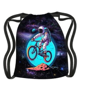 Bertoni Nahrbtnik Arco Design, vodoodporen, lahek, črn, potisk Space Jump, urban, unisex, z vezalkami, 47x39 cm